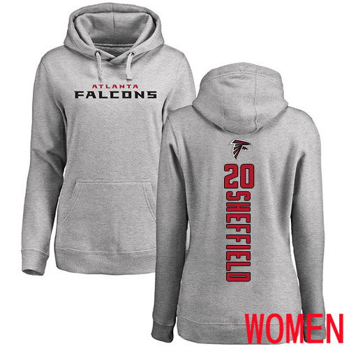 Atlanta Falcons Ash Women Kendall Sheffield Backer NFL Football 20 Pullover Hoodie Sweatshirts